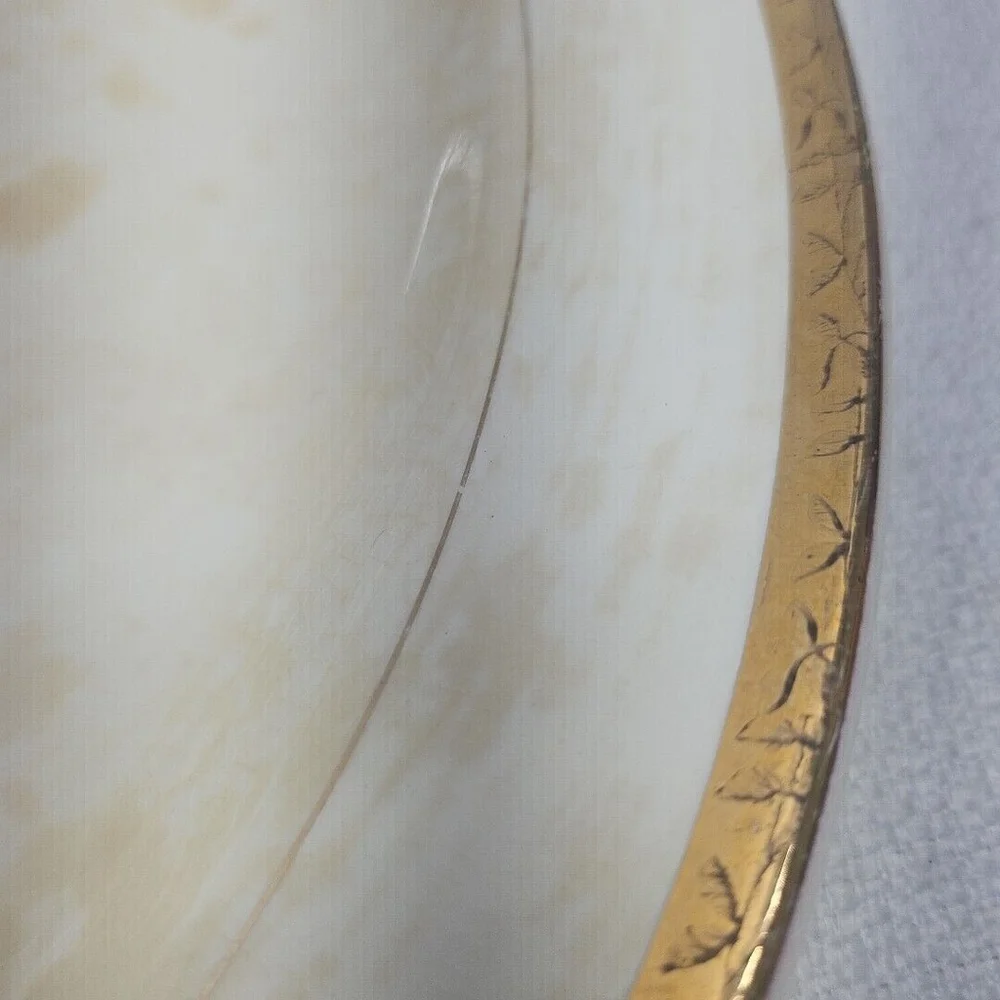 Vintage 22K Gold Rare Oval Serving Dish The Etched Design Sebring Pottery USA - Picture 6 of 16